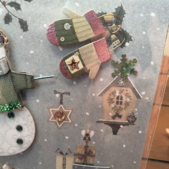 Christmas Themed 3D Stickers Cards Scrapbooking Snowman Handmade Embellished - Picture 9 of 12